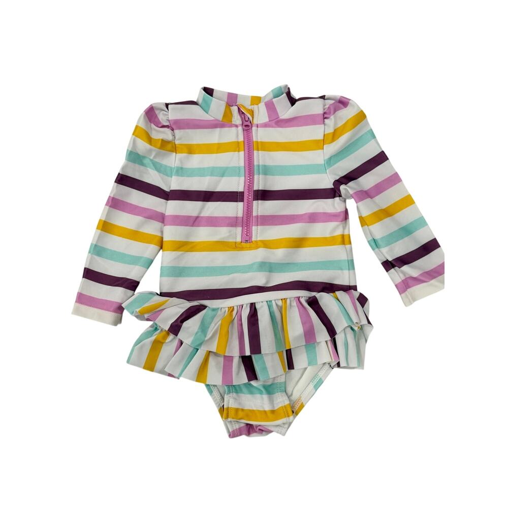 CAT & JACK Girls Striped One-Piece Swimsuit 12M (1466)